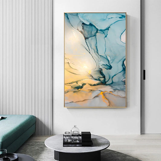 Nordic Fantasy Color Canvas Painting Modern Tableaux Cuadros Blue Wall Art Picture for Living Room HD Abstract Print and Poster