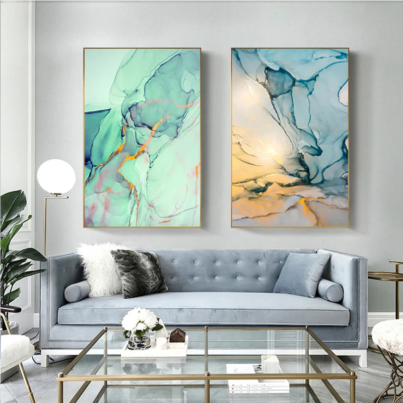 Nordic Fantasy Color Canvas Painting Modern Tableaux Cuadros Blue Wall Art Picture for Living Room HD Abstract Print and Poster