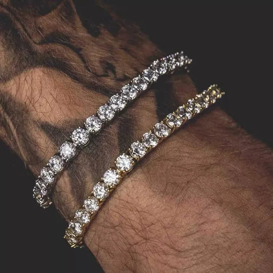 Hiphop Tennis Bracelet Homme Iced Out 3/4/5mm Cubic Zirconia Mens Crystal Chain on The Hand Hip-hop Streetwear Jewelry Male H086