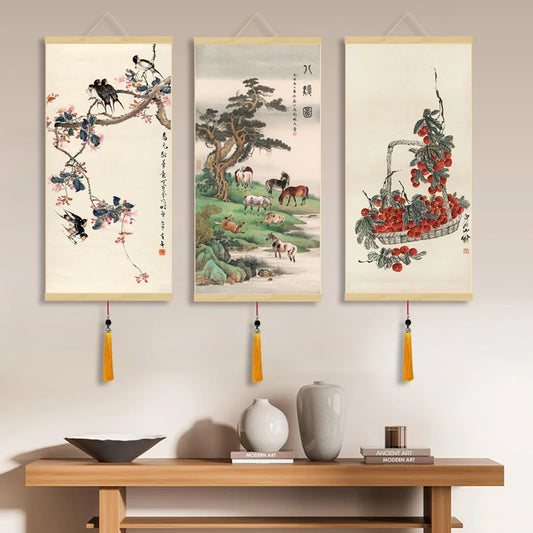 Flower and Bird Painting Silk Gift Famous Artist Painting Hanging Painting Aesthetic Room Decor Tableau De Luxe Decoration